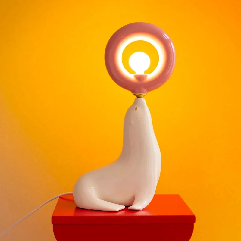 Lampe PENELOPE - Blanche / Donut rose (petit modèle)