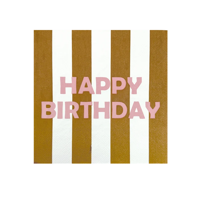 Serviettes en papier à rayures HAPPY BIRTHDAY