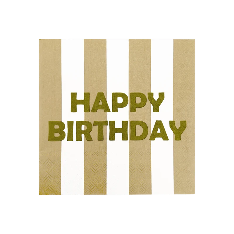Serviettes en papier à rayures HAPPY BIRTHDAY