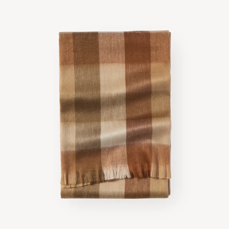 Jeté CHECK en alpaga - Cinnamon/Cannelle