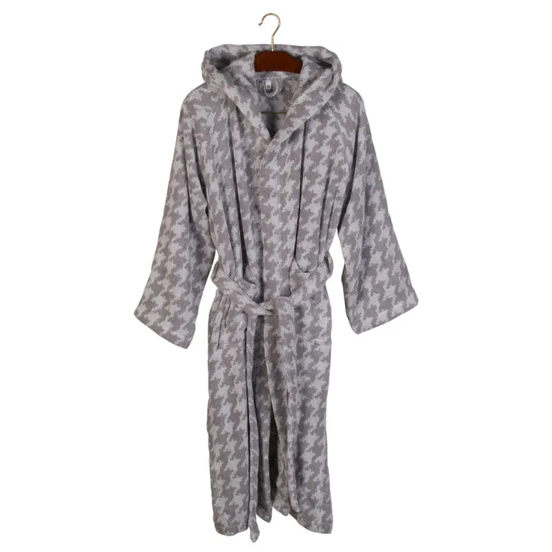 Accappatoio con Cappuccio pied poule Moderno in Cotone 400 gr/mq