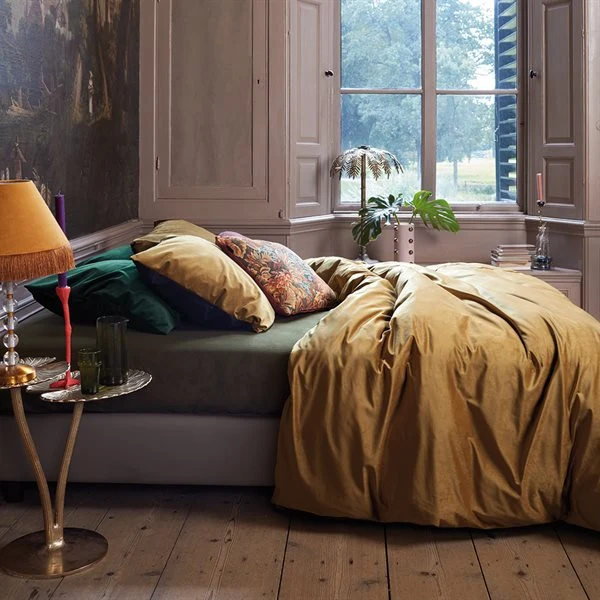 Housse de couette VELOUTÉ en velours moutarde