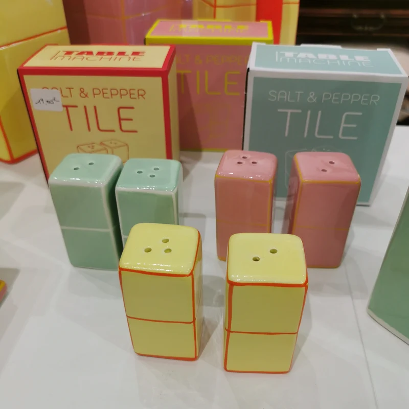 Salière & poivrière TILE - vert & blanc