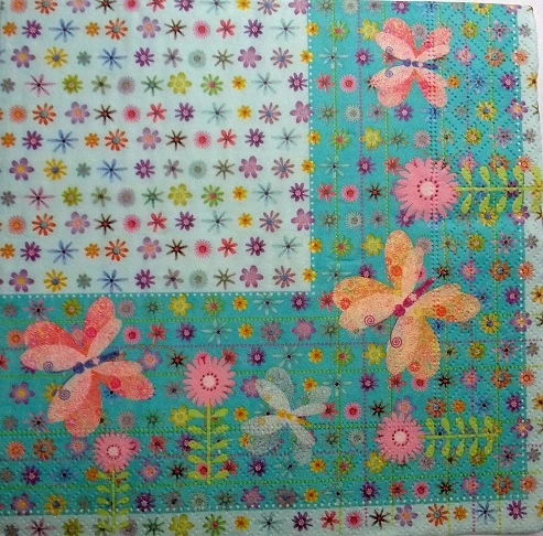 Serviette papier décor Fleurs et papillons