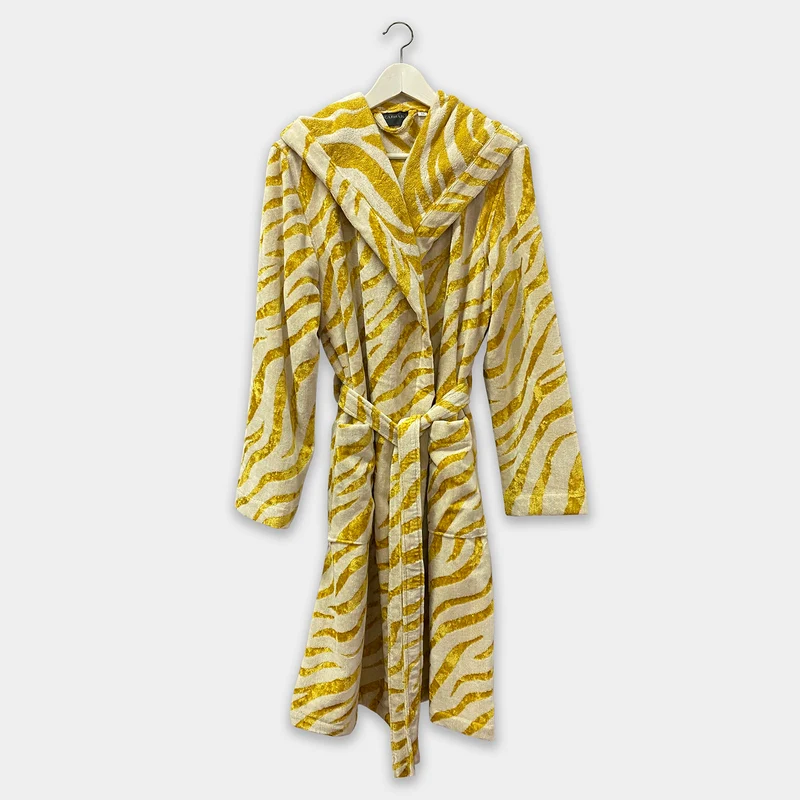 Accappatoio con Cappuccio in Spugna Animalier-gold Carrara Moderno