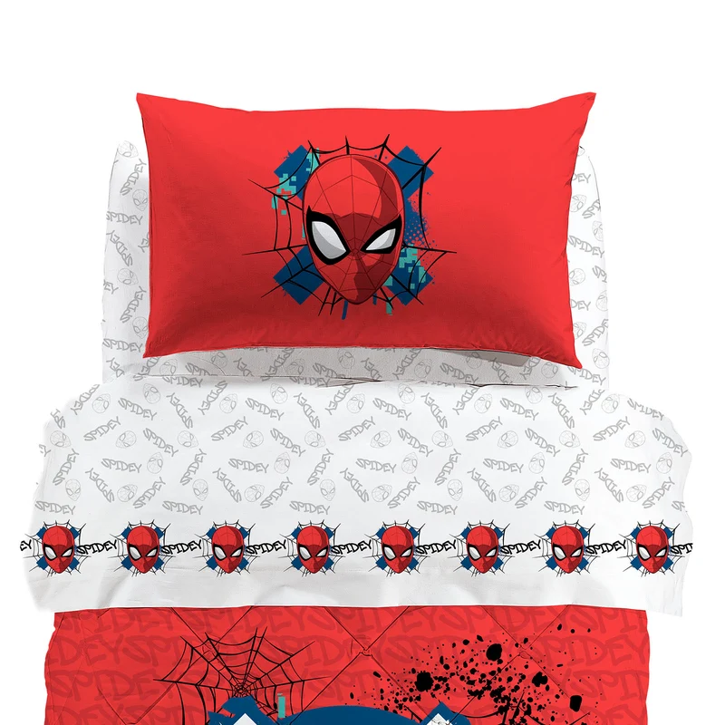 Completo Lenzuola spiderman red in Cotone