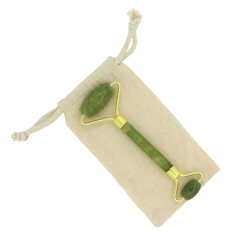 Masseur visage en pierre de jade-VERT + HOUSSE