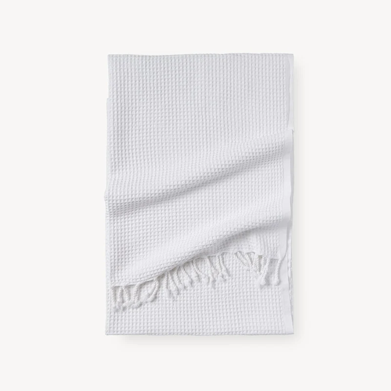Serviette de Bain Gaufrée Délavée avec Frange