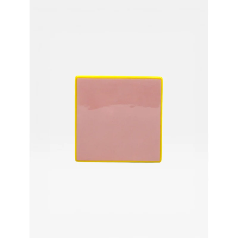 Set de 4 dessous de verre TILE - rose & jaune