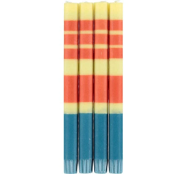 Bougies rayées - Jasmin, rouille, bleu pétrole - Commerce équitable