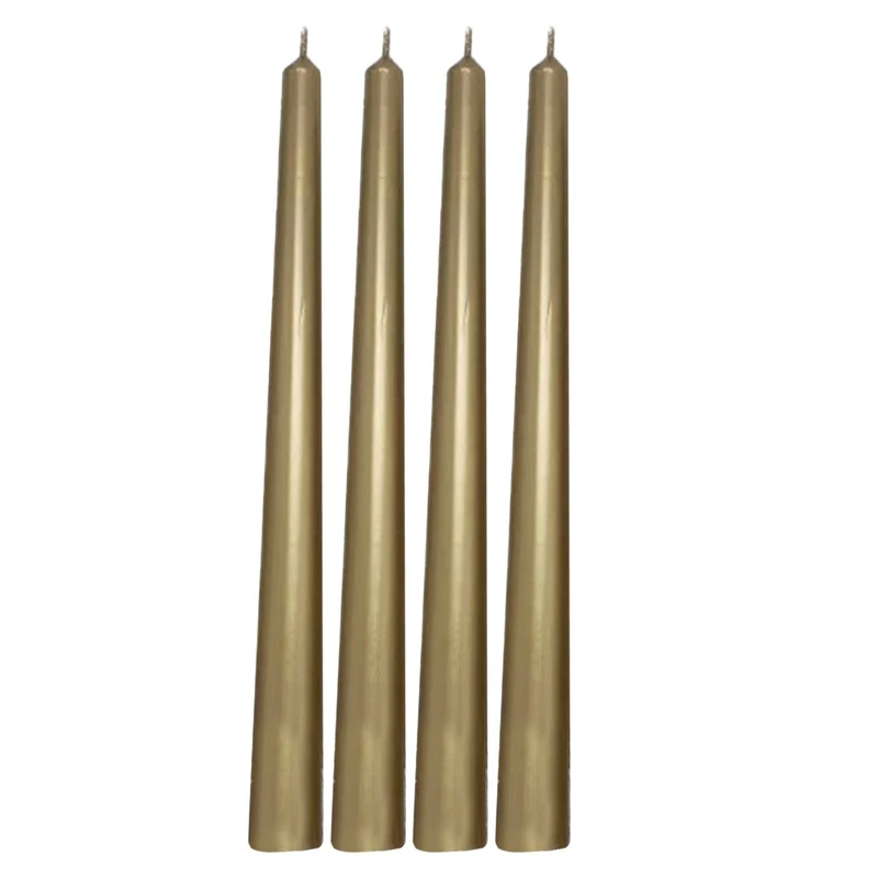 Bougies flambeaux dorées (set de 4)