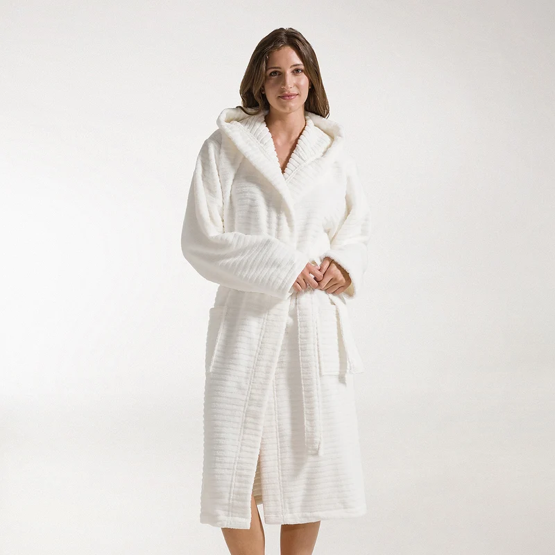 Accappatoio con Cappuccio stripe in Cotone 420 gr/mq