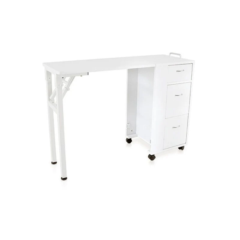 Table manucure pliante blanche à rabat