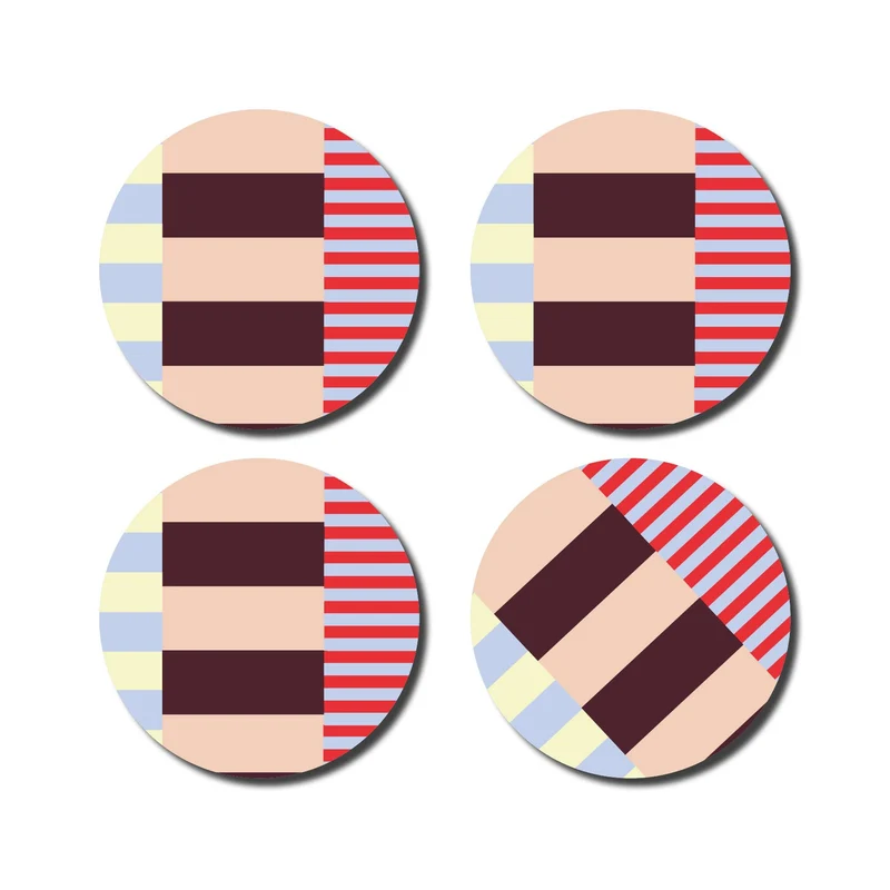Lot de 4 dessous de verre multicolores graphiques