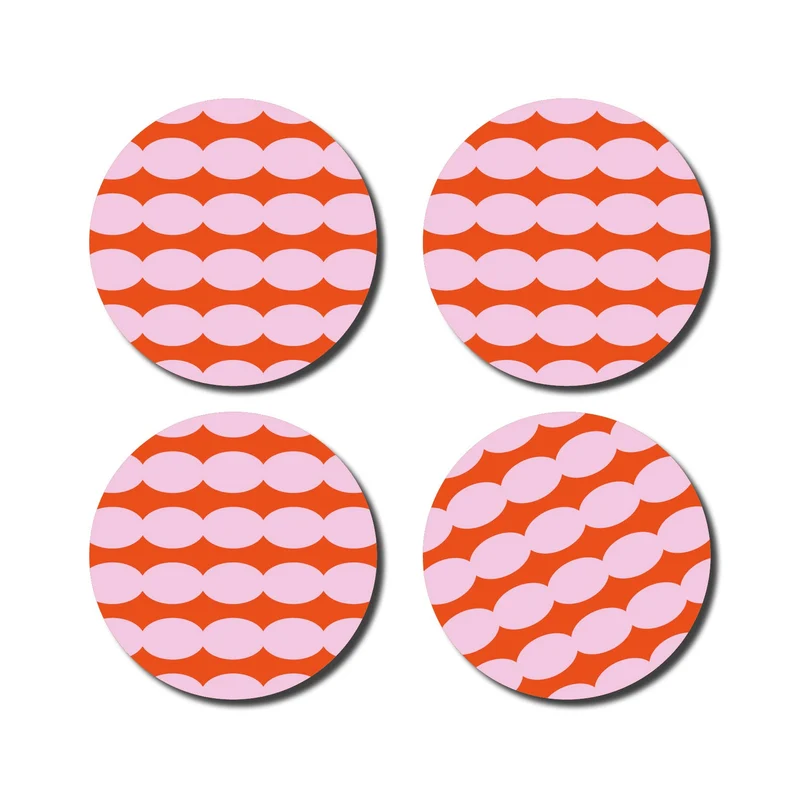 Lot de 4 dessous de verre - rouge/rose