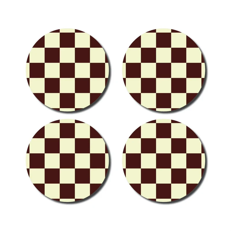 Lot de 4 dessous de verre - damier jaune/aubergine