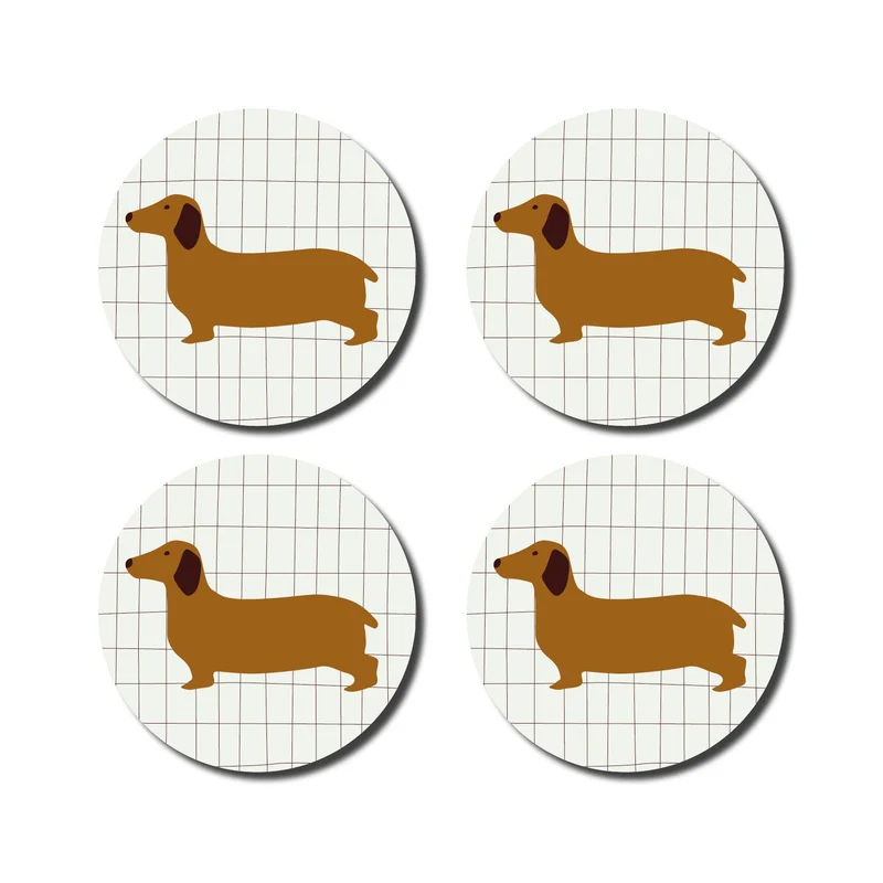 Lot de 4 dessous-verres teckel