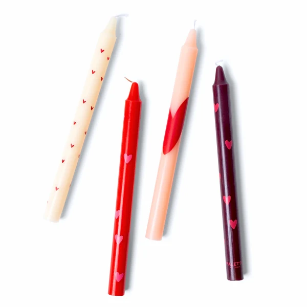 Bougies imprimé HEARTS ON FIRE (set de 4)