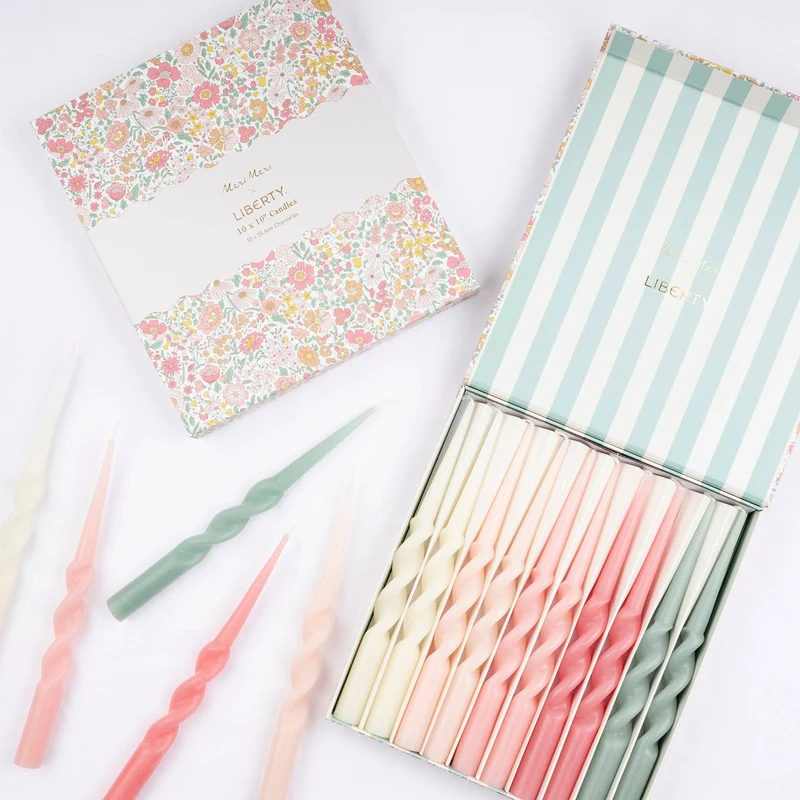 Coffret de 10 bougies torsadées – Édition Liberty London