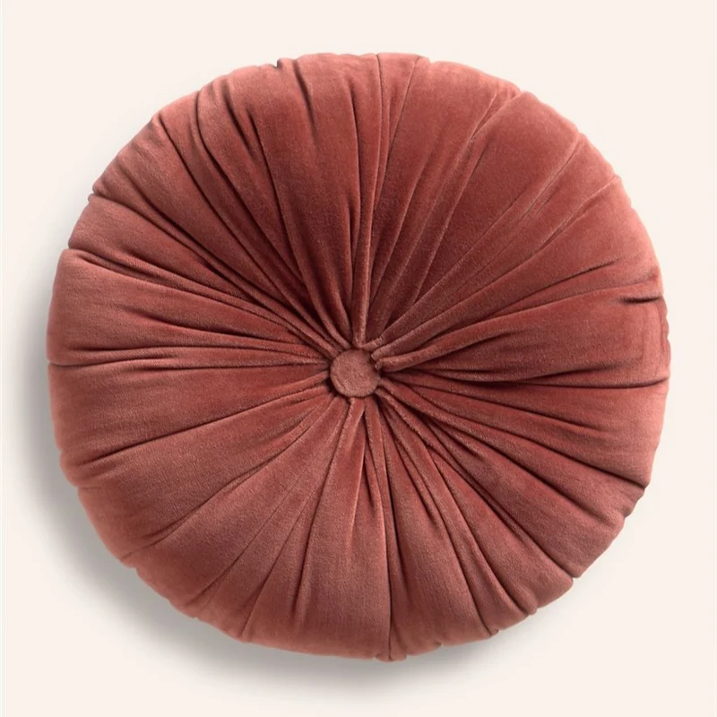 Coussin rond en velours - terre