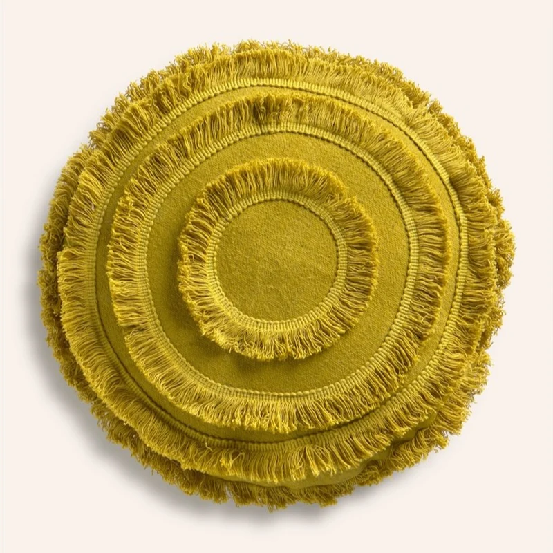 Coussin rond ARAYA à franges