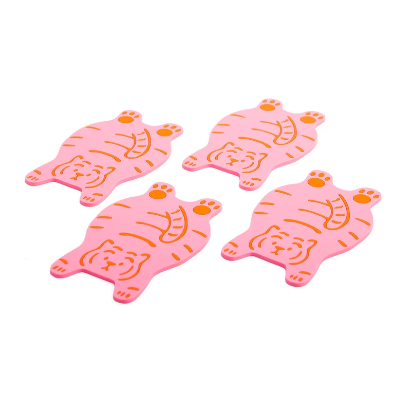 Lot de 4 sous-verre TIGRE ROSE