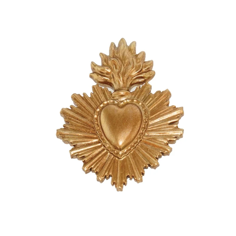 Ex-voto COEUR enflammé doré