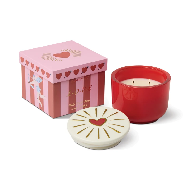 Bougie CHARMED - verre rouge / COEUR