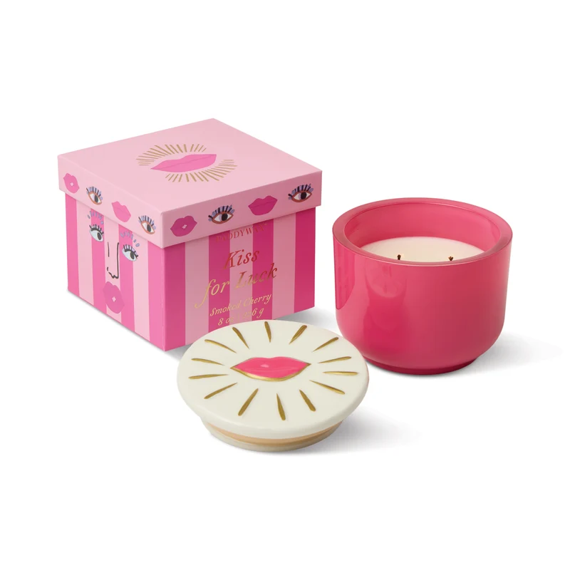 Bougie CHARMED - verre rose / LEVRES