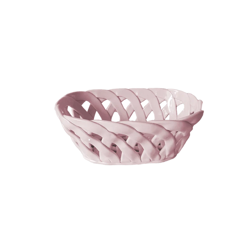 Corbeille tressée céramique - rose