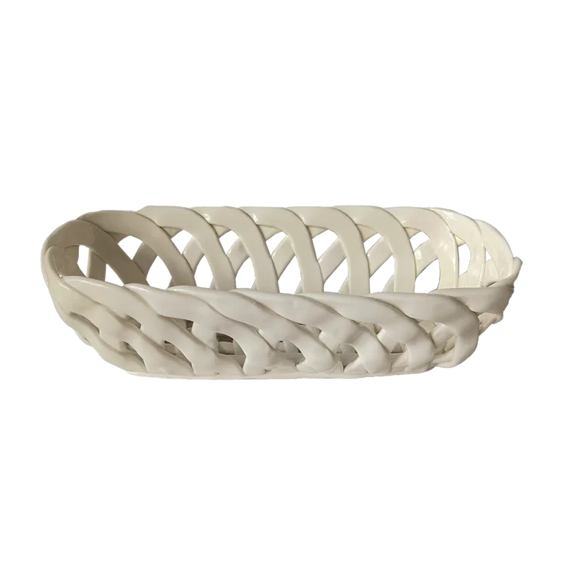 Corbeille tressée céramique - beige
