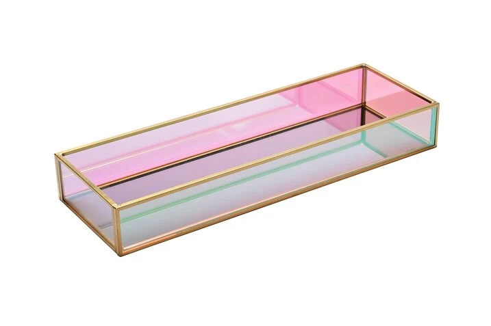 Boite en verre irisé