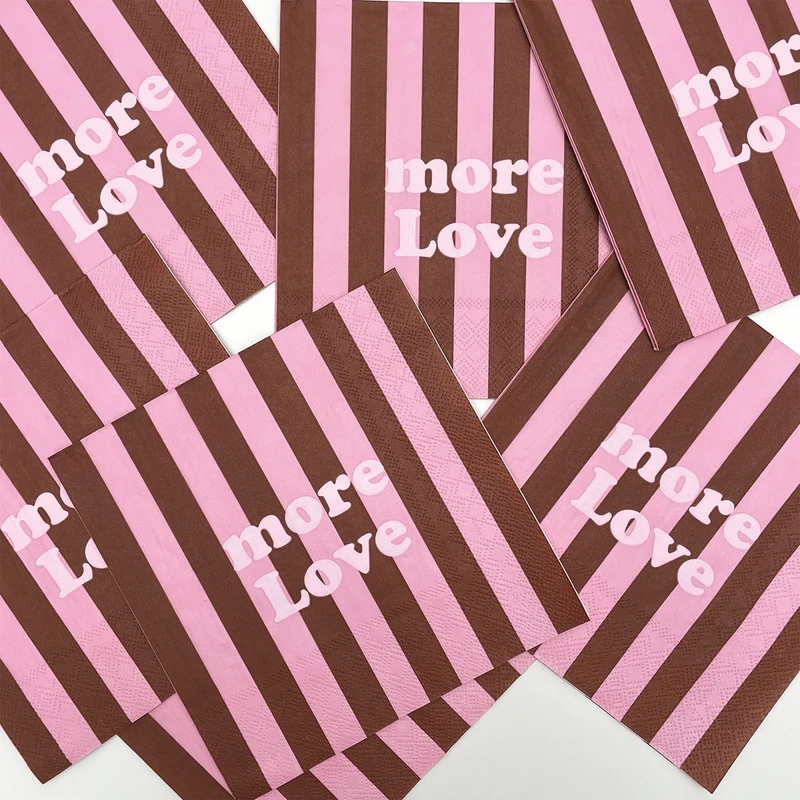 Serviettes en papier à rayures & message