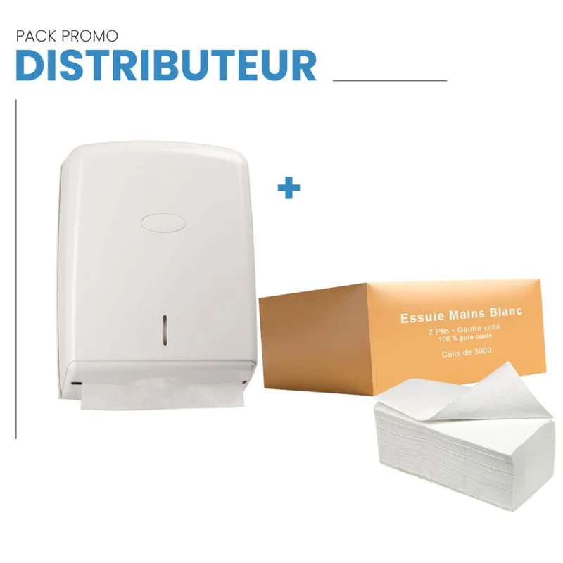 Promo 1 colis essuie-mains gaufrés + 1 distributeur