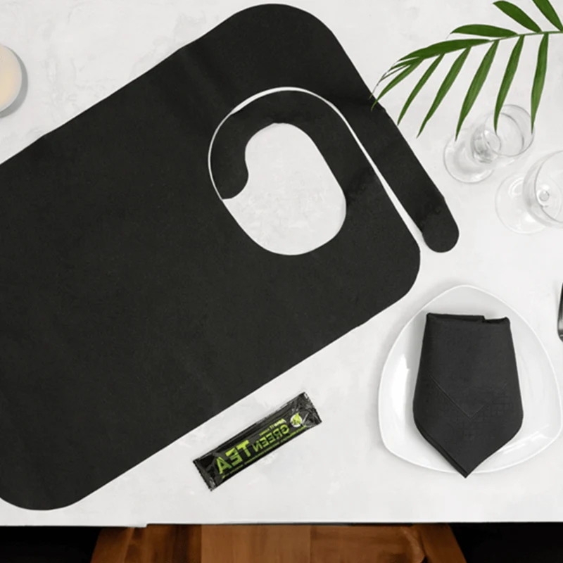 bavoir adulte jetable noir 36x60cm PP (100pc)