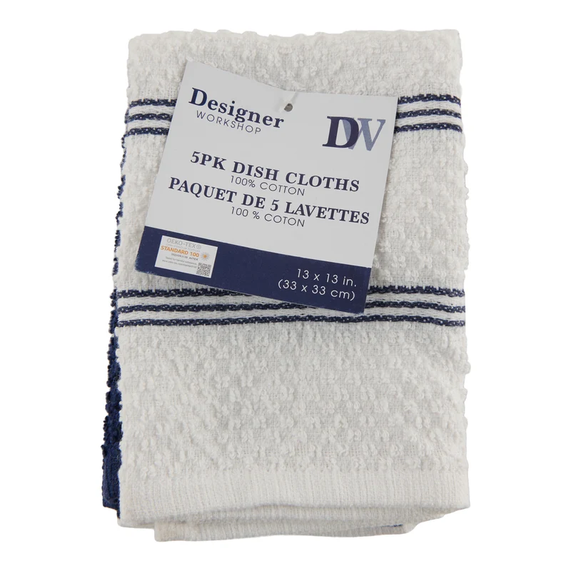 Designer Workshop Dish Cloths, 13-in x 13-in. 5 Pack