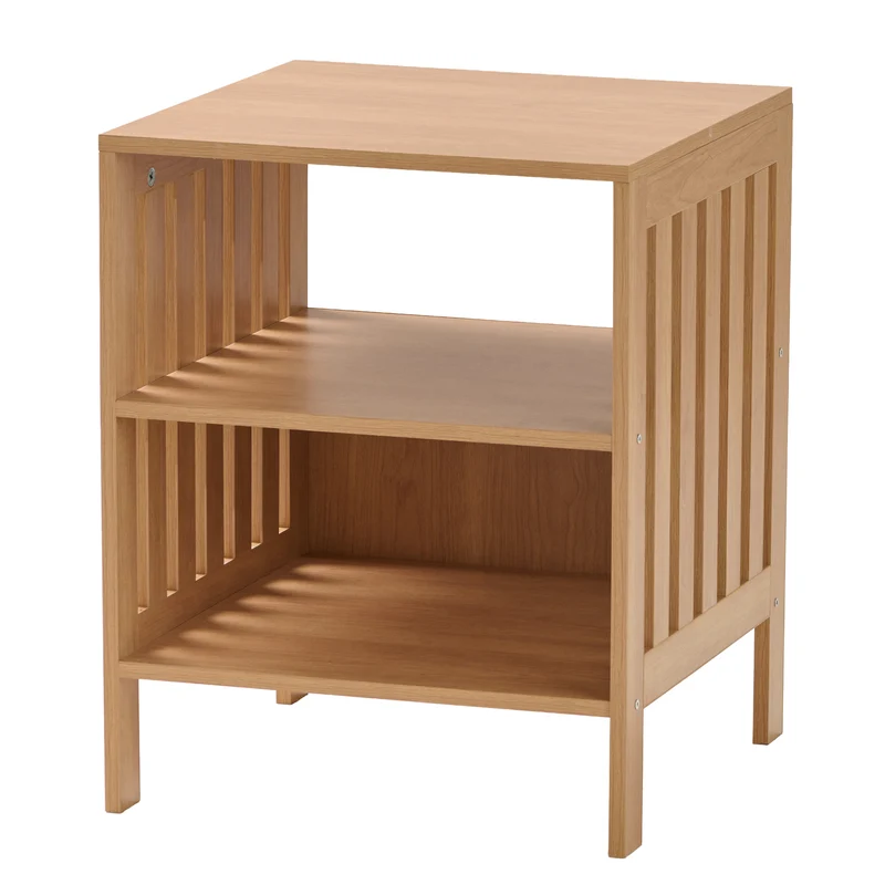 HomeStyles Natural Slat Side Table, 15.7-in x 15.7-in x 19.5-in.