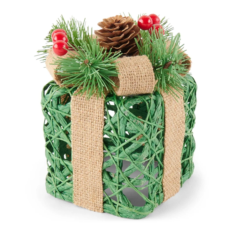 Gift Box Décor, 3.3-in x 3.3-in x 4.8-in.