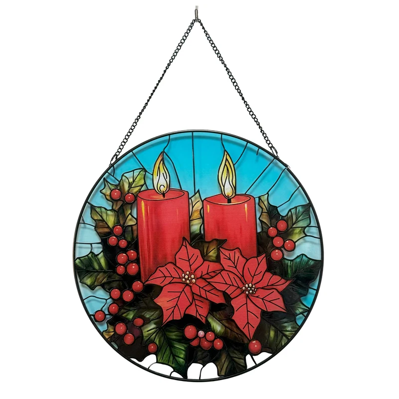 Holiday Hanging Stained Glass Art, 11.5-in.