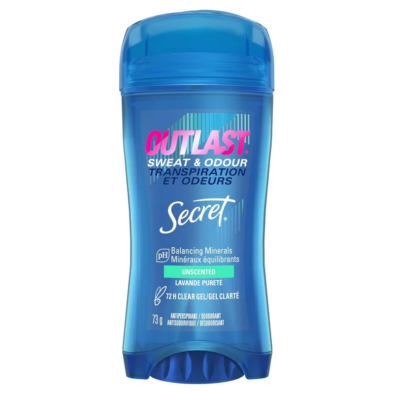 Secret Outlast Sweat & Odor Deodorant, Unscented, 73 g