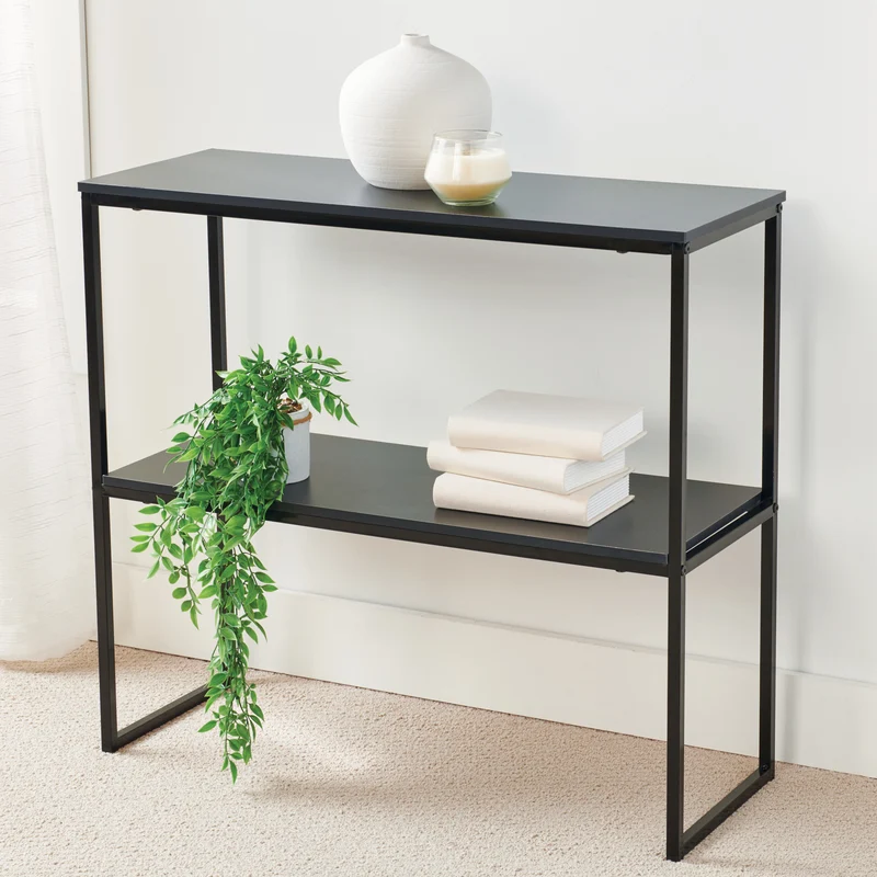 HomeStyles 2-Tier Metal Console Table, Black