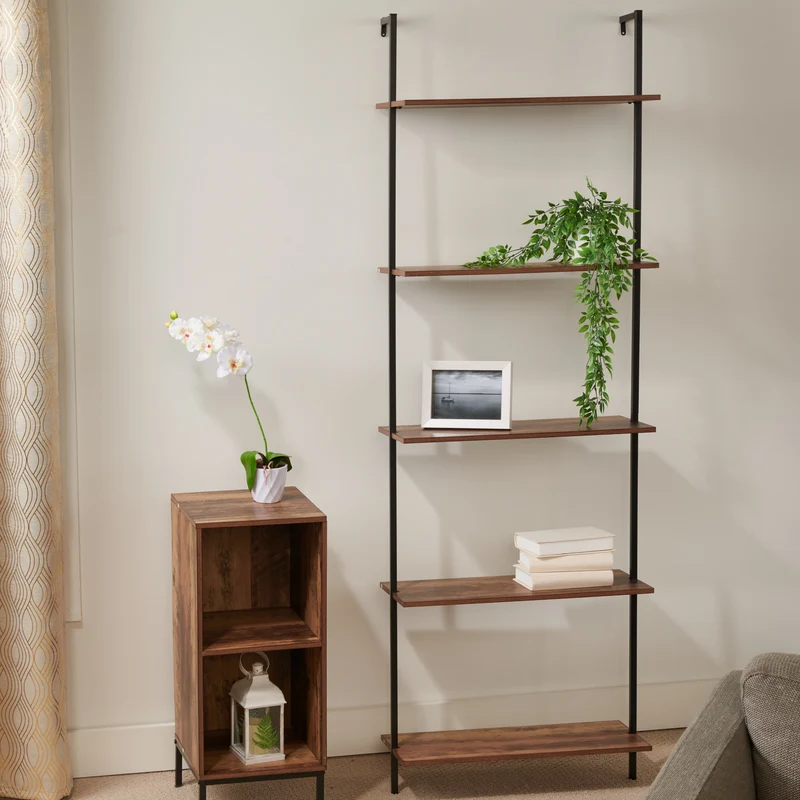 Cody Ladder Shelf Rack, Natural/Black