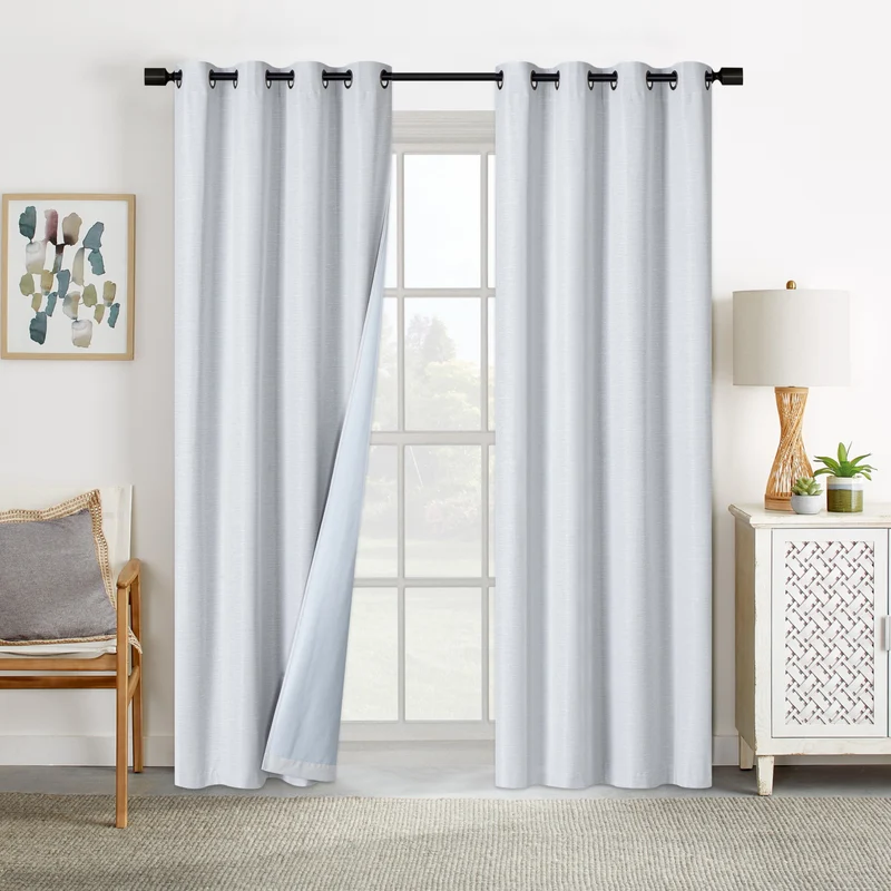 Swiss Brand Blackout Jacquard Curtain with Grommets, 52-in x 84-in.