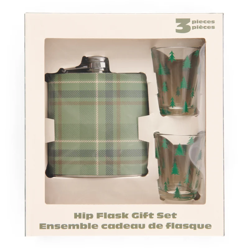 Holiday Hip Flask Gift Set, 3 Piece
