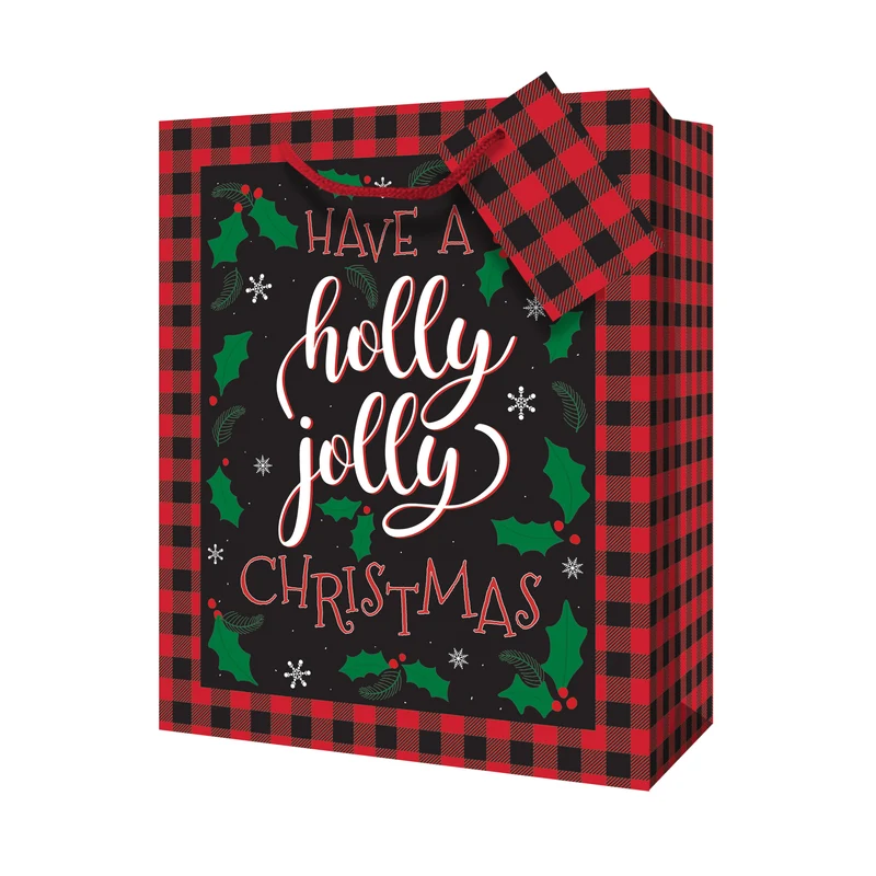 Classic Holiday Medium Gift Bag, English, 7-in x 4-in x 9-in.