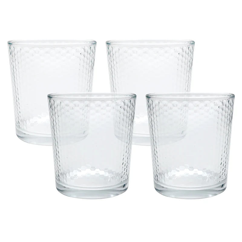 Honeycomb Double Old Fashioned Glasses, 395-ml, 4 pack