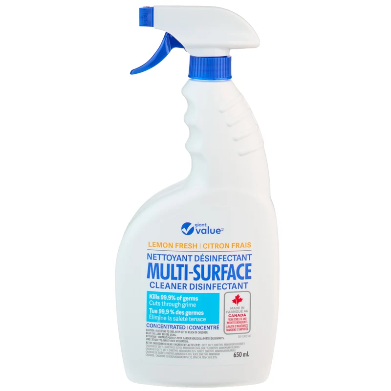 Giant Value Multi-Surface Cleaner & Disinfectant, Lemon, 650 ml
