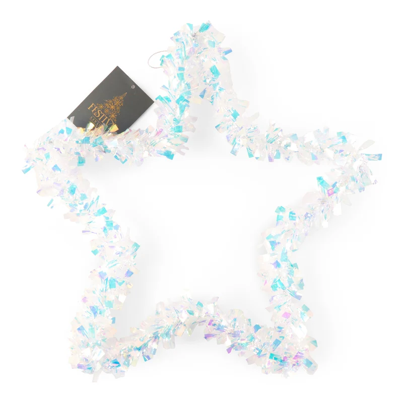 Tinsel Star Wreath, 13-in x 1.6-in x 13-in.