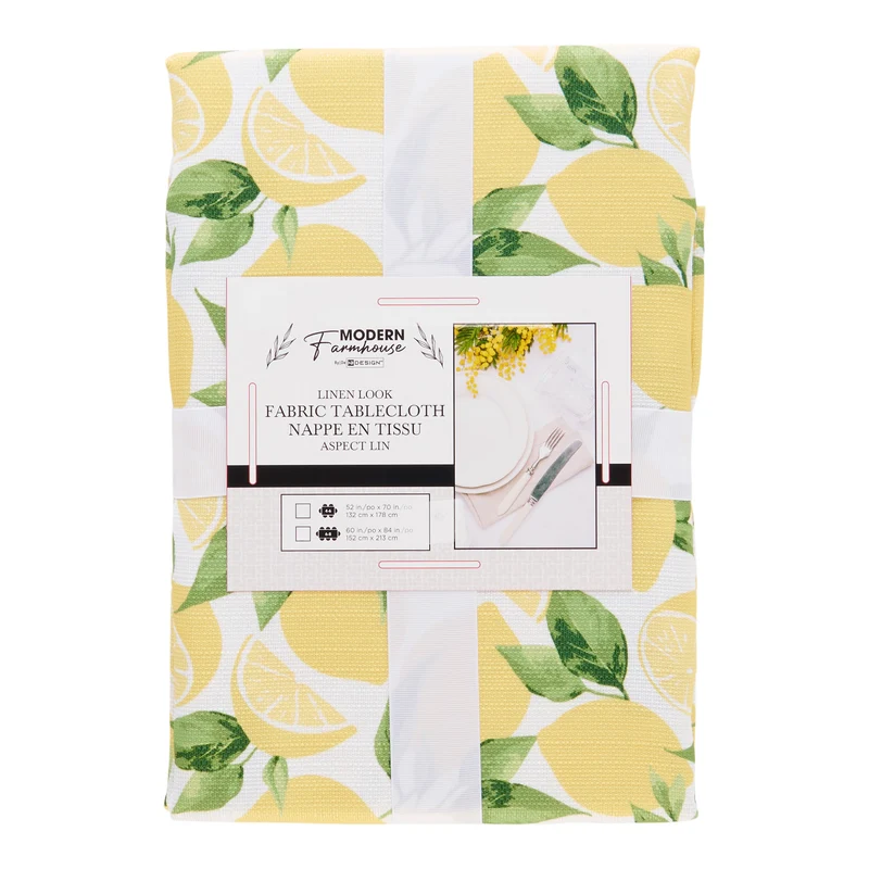 Modern Farmhouse Printed Linen-Look Tablecloth, Assorted, 60-in x 84-in.