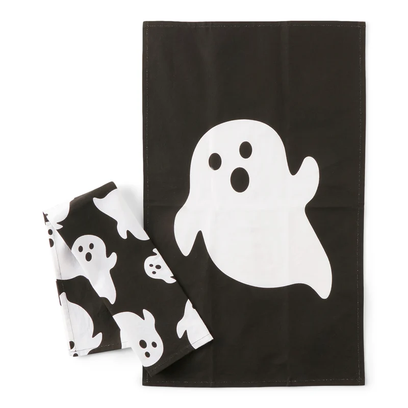 HomeStyles Tea Towels, Ghost, 15-in x 24-in, 2 Pack